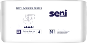 Seni Classic Basic Extra Large (1 Karton: 4 x 30 Stück) Windeln für Erwachsene, Klebeklettverschluss